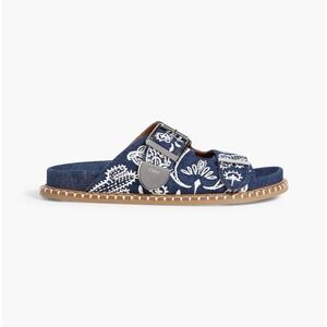 Chloe Rebecca Embroidered Denim Sandal‎ Bandana Print Slides Size 40 Vacation
